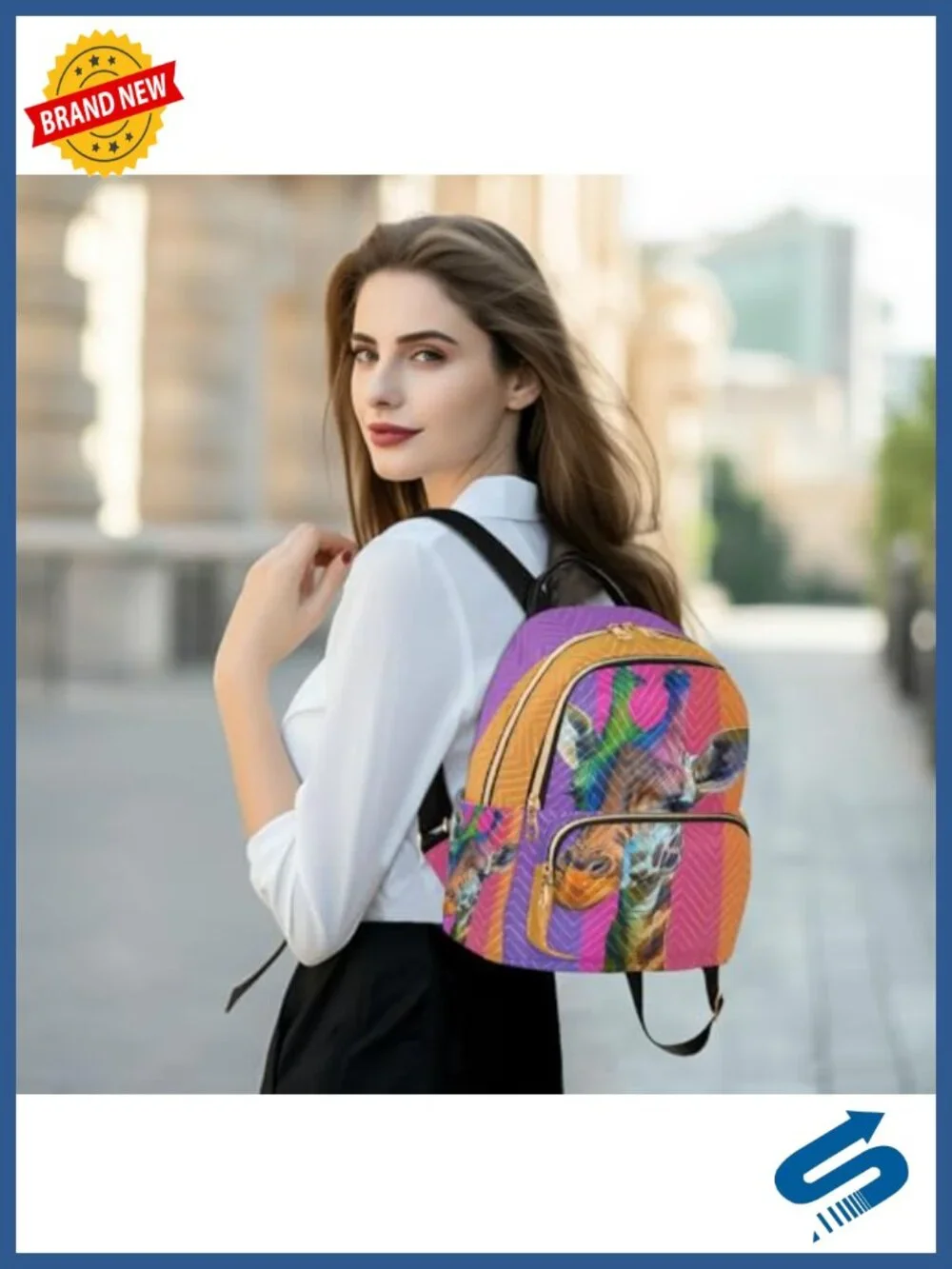 ALAZA Colorful Giraffe Small Backpack Purse for Women Travel Bag Lightweight
